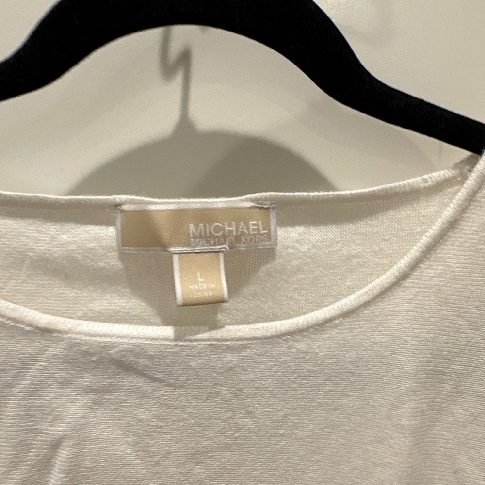 Michael Kors Cream Long Sleeve Crew Top - Picture 3 of 3